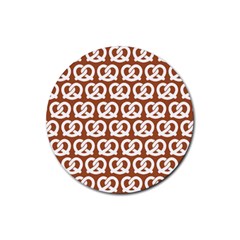 Brown Pretzel Illustrations Pattern Rubber Coaster (round)  by GardenOfOphir