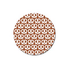 Brown Pretzel Illustrations Pattern Magnet 3  (round) by GardenOfOphir