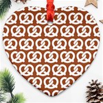 Brown Pretzel Illustrations Pattern Heart Ornament (2 Sides) Back