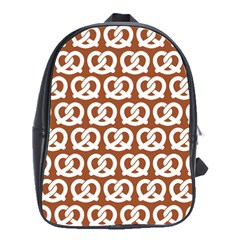 Brown Pretzel Illustrations Pattern School Bags(large)  by GardenOfOphir