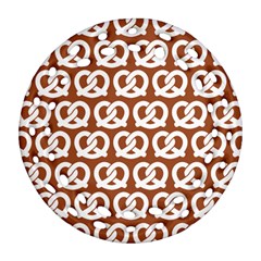 Brown Pretzel Illustrations Pattern Round Filigree Ornament (2side) by GardenOfOphir