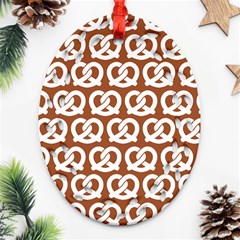 Brown Pretzel Illustrations Pattern Ornament (oval Filigree)  by GardenOfOphir