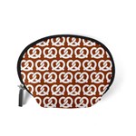 Brown Pretzel Illustrations Pattern Accessory Pouches (Small)  Back