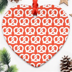 Coral Pretzel Illustrations Pattern Ornament (heart)  by GardenOfOphir