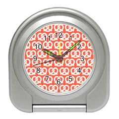 Coral Pretzel Illustrations Pattern Travel Alarm Clocks by GardenOfOphir