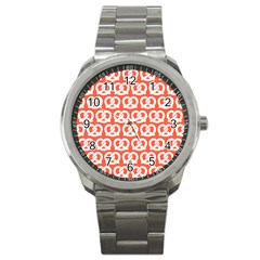 Coral Pretzel Illustrations Pattern Sport Metal Watches by GardenOfOphir