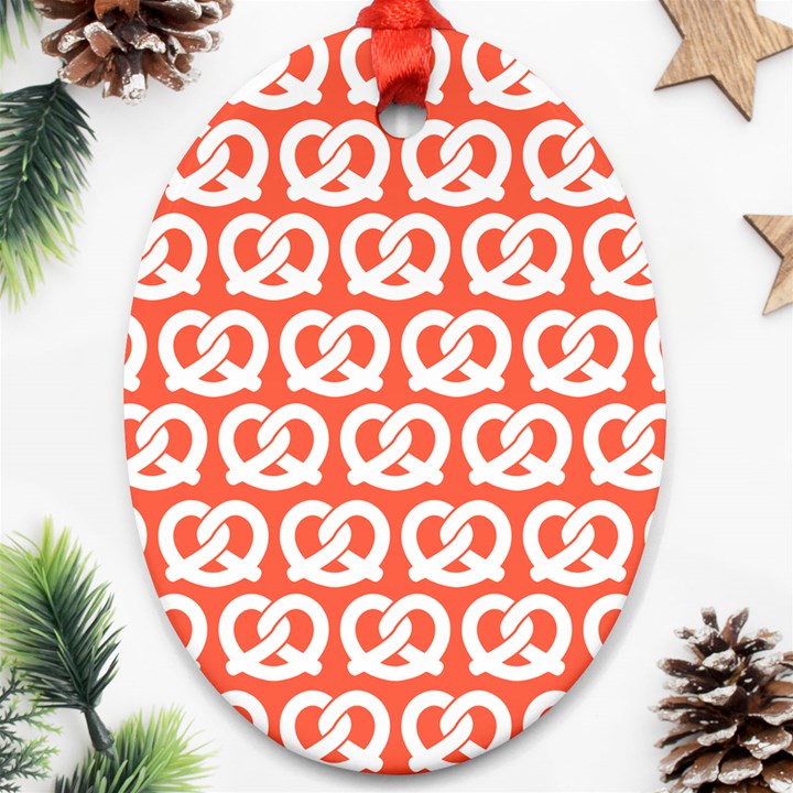 Coral Pretzel Illustrations Pattern Oval Ornament (Two Sides)