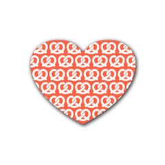 Coral Pretzel Illustrations Pattern Rubber Coaster (heart)  by GardenOfOphir