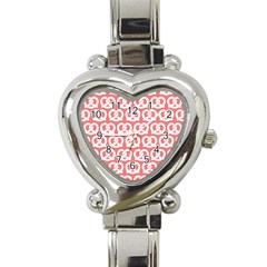 Chic Pretzel Illustrations Pattern Heart Italian Charm Watch by GardenOfOphir