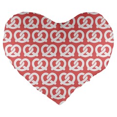 Chic Pretzel Illustrations Pattern Large 19  Premium Heart Shape Cushions by GardenOfOphir