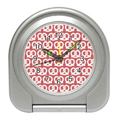 Trendy Pretzel Illustrations Pattern Travel Alarm Clocks by GardenOfOphir