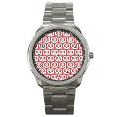 Trendy Pretzel Illustrations Pattern Sport Metal Watches by GardenOfOphir