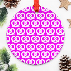 Pink Pretzel Illustrations Pattern Ornament (round)  by GardenOfOphir