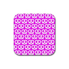 Pink Pretzel Illustrations Pattern Rubber Coaster (square)  by GardenOfOphir