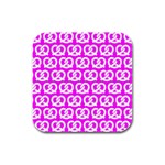 Pink Pretzel Illustrations Pattern Rubber Square Coaster (4 pack)  Front