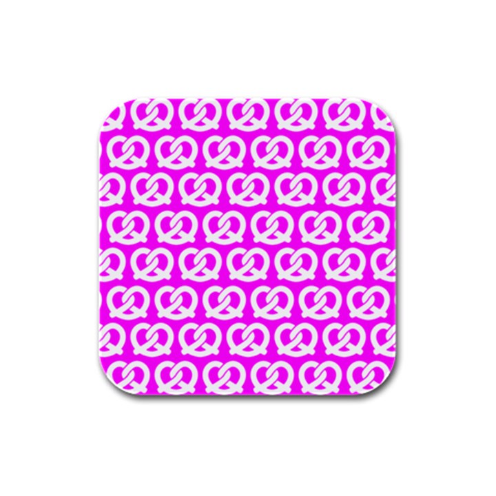 Pink Pretzel Illustrations Pattern Rubber Square Coaster (4 pack) 