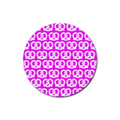 Pink Pretzel Illustrations Pattern Rubber Round Coaster (4 Pack)  by GardenOfOphir