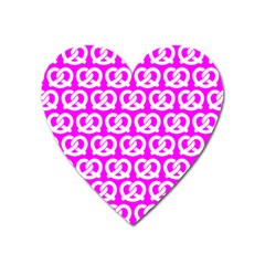 Pink Pretzel Illustrations Pattern Heart Magnet by GardenOfOphir