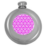 Pink Pretzel Illustrations Pattern Round Hip Flask (5 oz) Front