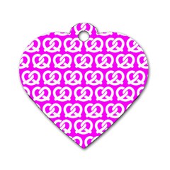 Pink Pretzel Illustrations Pattern Dog Tag Heart (one Side) by GardenOfOphir