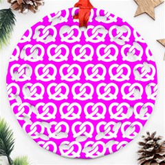 Pink Pretzel Illustrations Pattern Round Filigree Ornament (2side) by GardenOfOphir