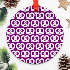 Purple Pretzel Illustrations Pattern Ornament (round)  by GardenOfOphir