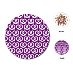 Purple Pretzel Illustrations Pattern Playing Cards (round)  by GardenOfOphir