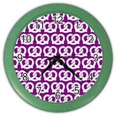 Purple Pretzel Illustrations Pattern Color Wall Clocks by GardenOfOphir