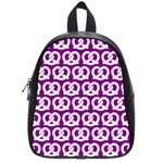 Purple Pretzel Illustrations Pattern School Bags (Small)  Front