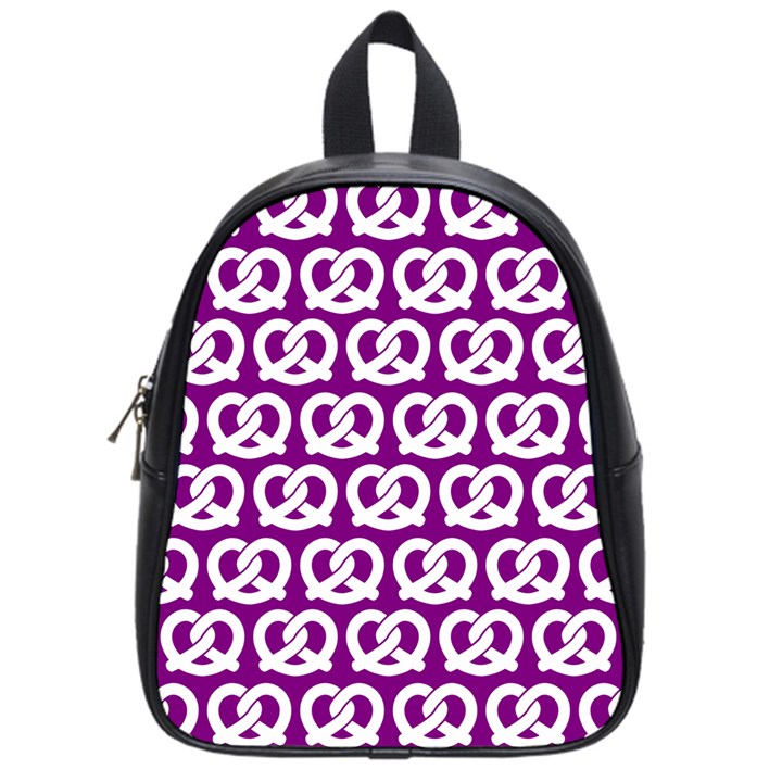 Purple Pretzel Illustrations Pattern School Bags (Small) 