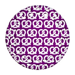 Purple Pretzel Illustrations Pattern Round Filigree Ornament (2side) by GardenOfOphir