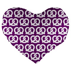 Purple Pretzel Illustrations Pattern Large 19  Premium Heart Shape Cushions by GardenOfOphir