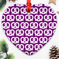 Purple Pretzel Illustrations Pattern Ornament (heart)  by GardenOfOphir