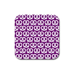 Purple Pretzel Illustrations Pattern Rubber Square Coaster (4 Pack)  by GardenOfOphir