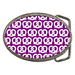 Purple Pretzel Illustrations Pattern Belt Buckles