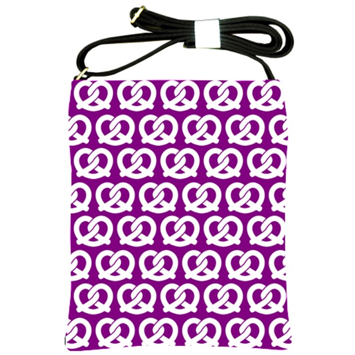 Purple Pretzel Illustrations Pattern Shoulder Sling Bags