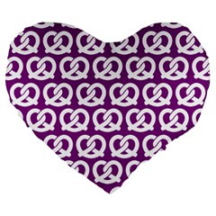 Purple Pretzel Illustrations Pattern Large 19  Premium Flano Heart Shape Cushions by GardenOfOphir