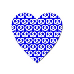 Blue Pretzel Illustrations Pattern Heart Magnet by GardenOfOphir