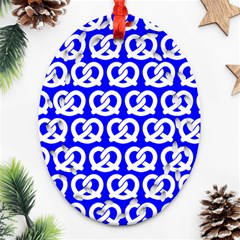 Blue Pretzel Illustrations Pattern Ornament (oval Filigree)  by GardenOfOphir