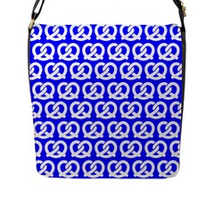 Blue Pretzel Illustrations Pattern Flap Messenger Bag (l)  by GardenOfOphir