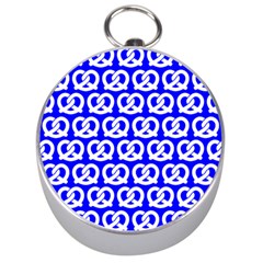 Blue Pretzel Illustrations Pattern Silver Compasses by GardenOfOphir