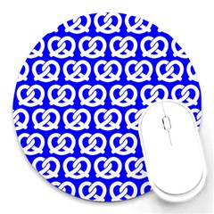 Blue Pretzel Illustrations Pattern Round Mousepads by GardenOfOphir