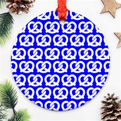 Blue Pretzel Illustrations Pattern Ornament (round)  by GardenOfOphir