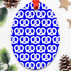 Blue Pretzel Illustrations Pattern Ornament (oval)  by GardenOfOphir