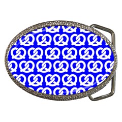 Blue Pretzel Illustrations Pattern Belt Buckles by GardenOfOphir