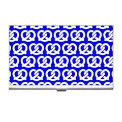 Blue Pretzel Illustrations Pattern Business Card Holders by GardenOfOphir