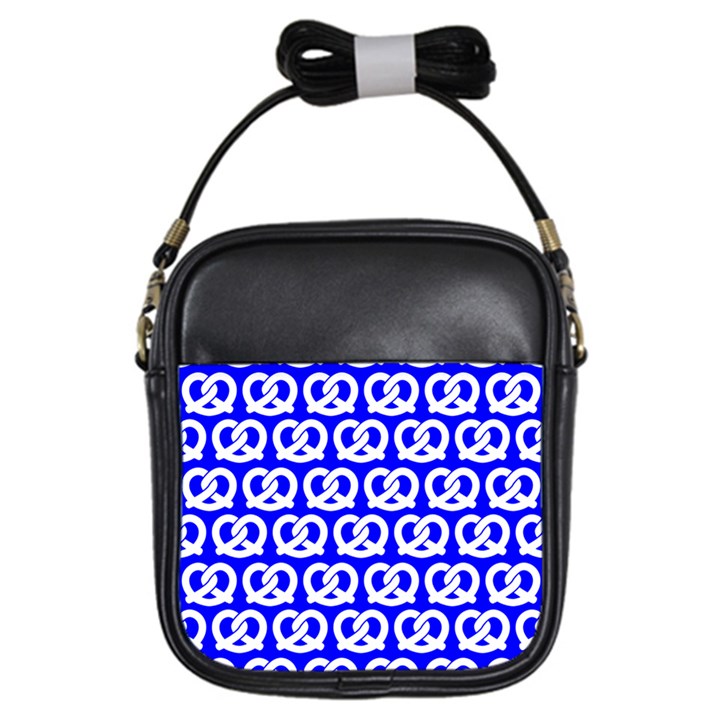 Blue Pretzel Illustrations Pattern Girls Sling Bags