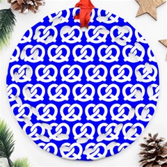 Blue Pretzel Illustrations Pattern Round Filigree Ornament (2side) by GardenOfOphir