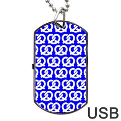 Blue Pretzel Illustrations Pattern Dog Tag Usb Flash (two Sides)  by GardenOfOphir