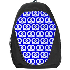 Blue Pretzel Illustrations Pattern Backpack Bag by GardenOfOphir